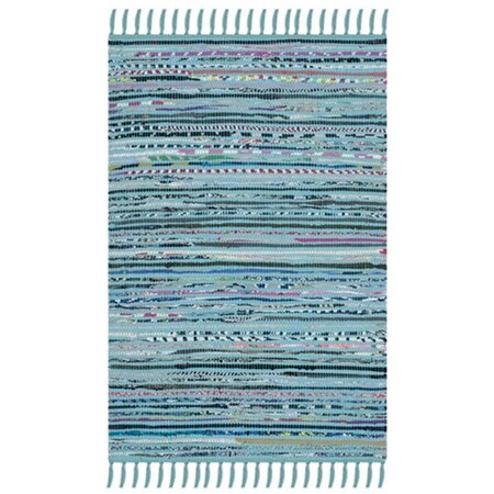 Safavieh Rag Rug Hand Woven Rectangle Rug- Turquoise - Multi- 5 x 7 ft. RAR125C-57